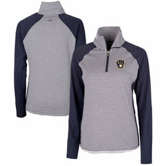 Milwaukee Brewers Cutter & Buck Women's DryTec Forge Tonal Stripe Half-Zip Top - MLB