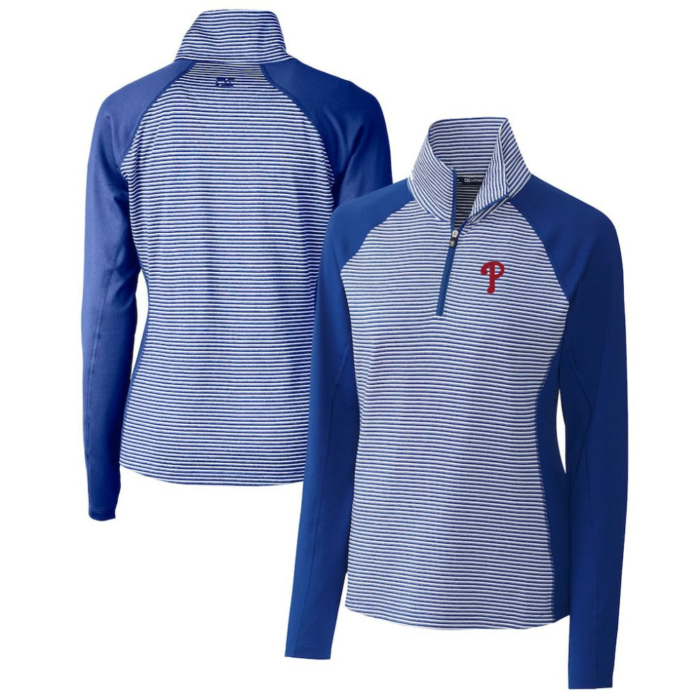 Philadelphia Phillies Cutter & Buck Women's DryTec Forge Tonal Stripe Half-Zip Top - MLB