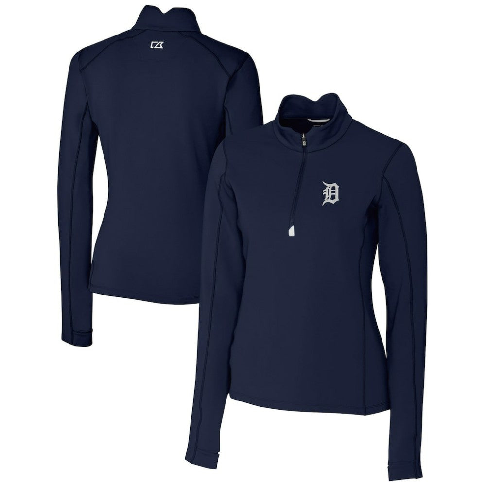 Detroit Tigers Cutter & Buck Women's DryTec Traverse Stretch Quarter-Zip Pullover Top - MLB