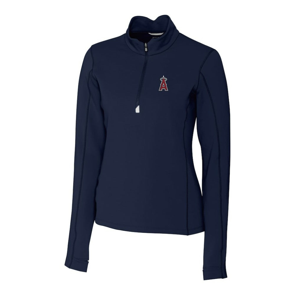 Los Angeles Angels Cutter & Buck Women's DryTec Traverse Stretch Quarter-Zip Pullover Top - MLB