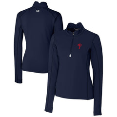 Philadelphia Phillies Cutter & Buck Women's DryTec Traverse Stretch Quarter-Zip Pullover Top - MLB