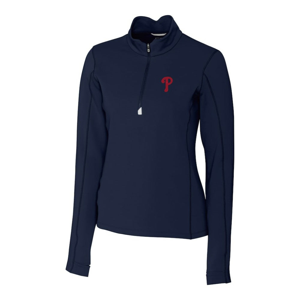 Philadelphia Phillies Cutter & Buck Women's DryTec Traverse Stretch Quarter-Zip Pullover Top - MLB