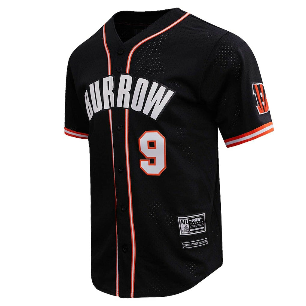 Joe Burrow Cincinnati Bengals Pro Standard Mesh Baseball Button-Up T-Shirt Black | NFL