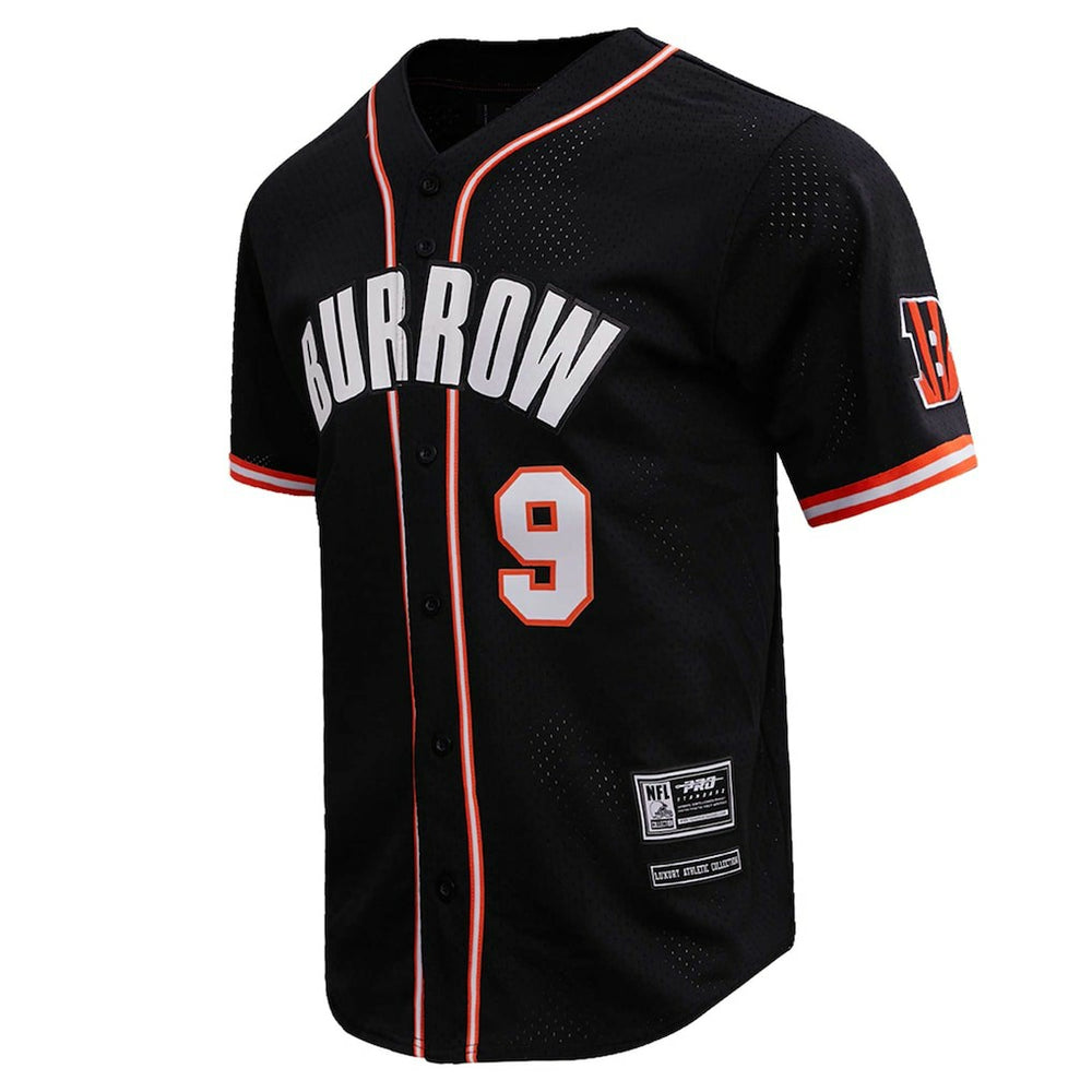 Joe Burrow Cincinnati Bengals Pro Standard Mesh Baseball Button-Up T-Shirt Black | NFL