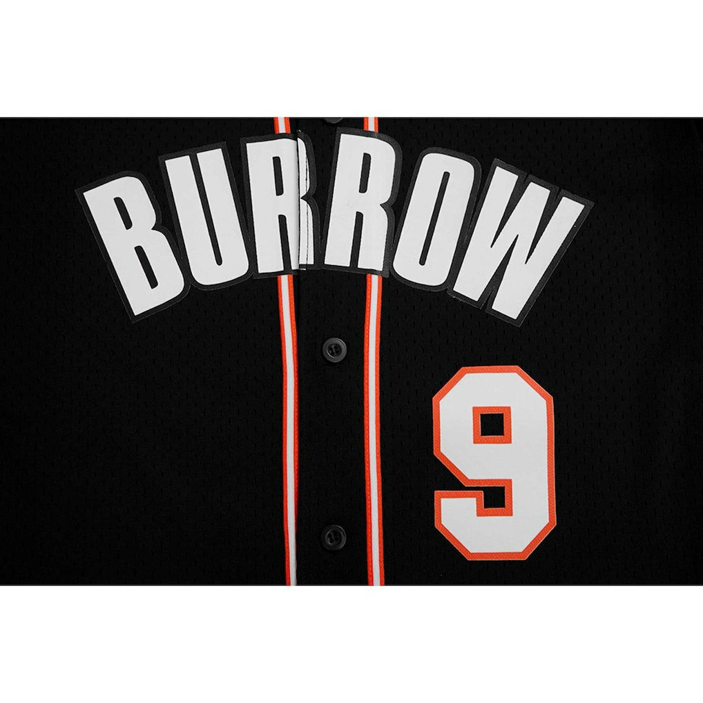 Joe Burrow Cincinnati Bengals Pro Standard Mesh Baseball Button-Up T-Shirt Black | NFL