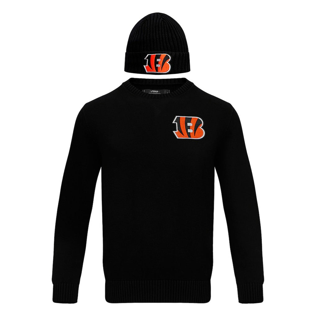 Cincinnati Bengals Pro Standard Crewneck Pullover Sweater & Cuffed Knit Hat Box Gift Set Black | NFL