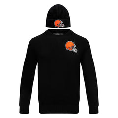 Cleveland Browns Pro Standard Crewneck Pullover Sweater & Cuffed Knit Hat Box Gift Set Black | NFL