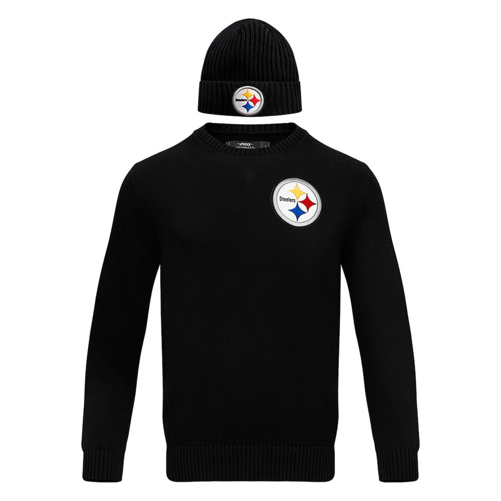 Pittsburgh Steelers Pro Standard Crewneck Pullover Sweater & Cuffed Knit Hat Box Gift Set Black | NFL
