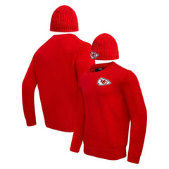 Kansas City Chiefs Pro Standard Crewneck Pullover Sweater & Cuffed Knit Hat Box Gift Set Red | NFL