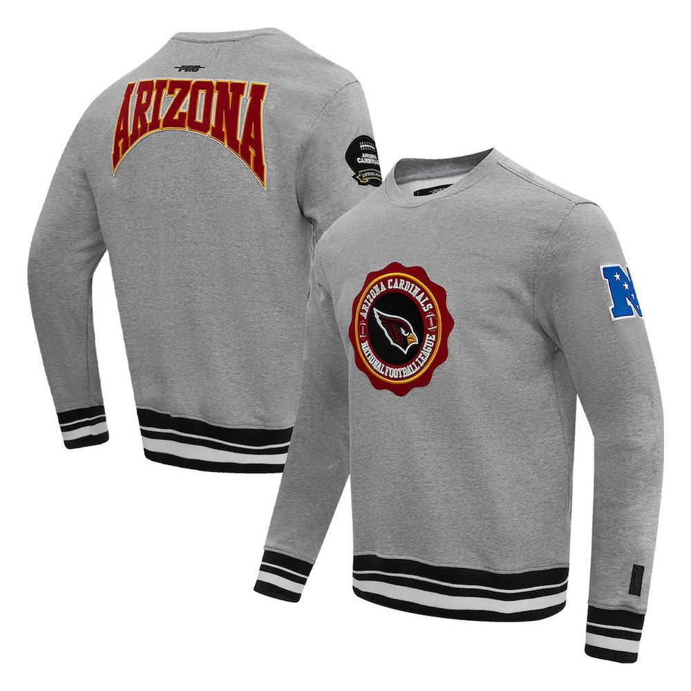 Arizona Cardinals Pro Standard Crest Emblem Pullover Sweatshirt Heather Gray | NFL
