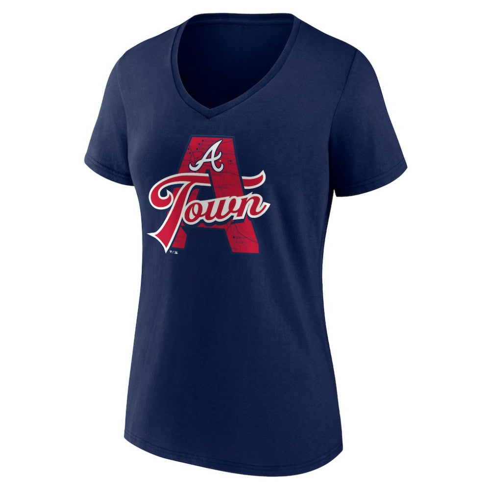 Atlanta Braves Women's Hometown A Town Map V-Neck T-Shirt - MLB