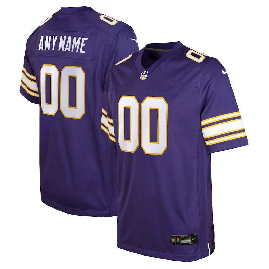 Minnesota Vikings Youth Classic Custom Game Jersey Purple | Nike for Sale