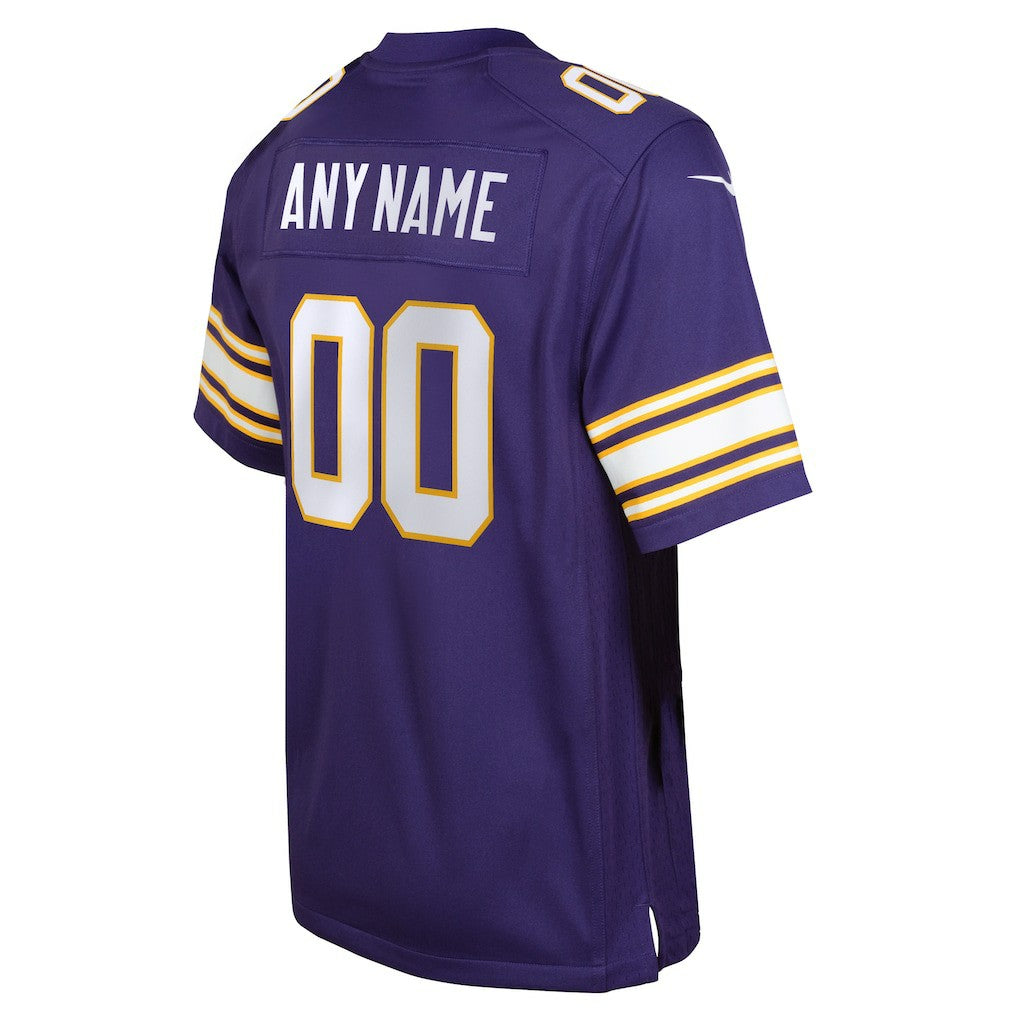 Minnesota Vikings Youth Classic Custom Game Jersey Purple | Nike for Sale