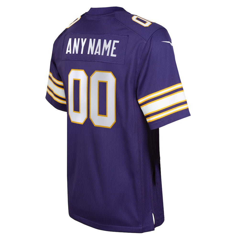 Minnesota Vikings Youth Classic Custom Game Jersey Purple | Nike for Sale