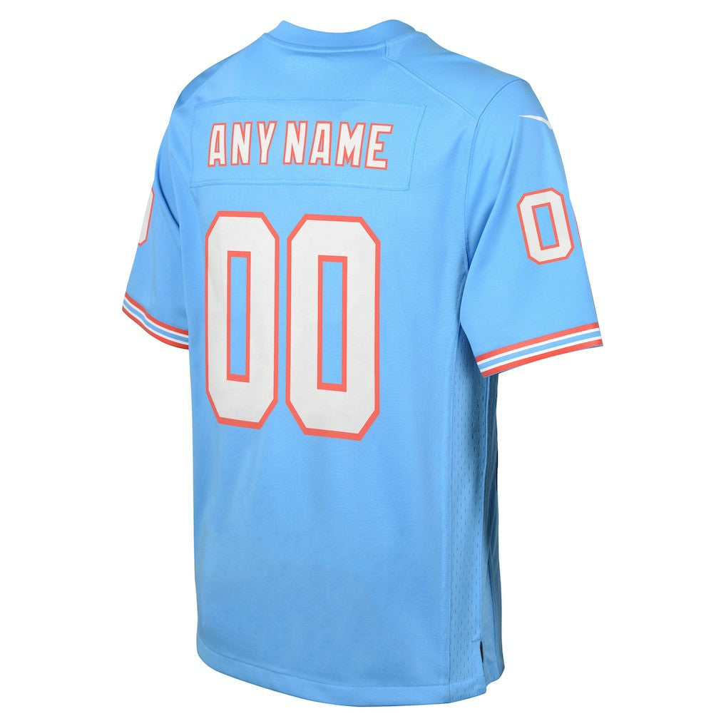 Tennessee Titans Youth Oilers Throwback Custom Game Jersey Light Blue | Nike for Sale