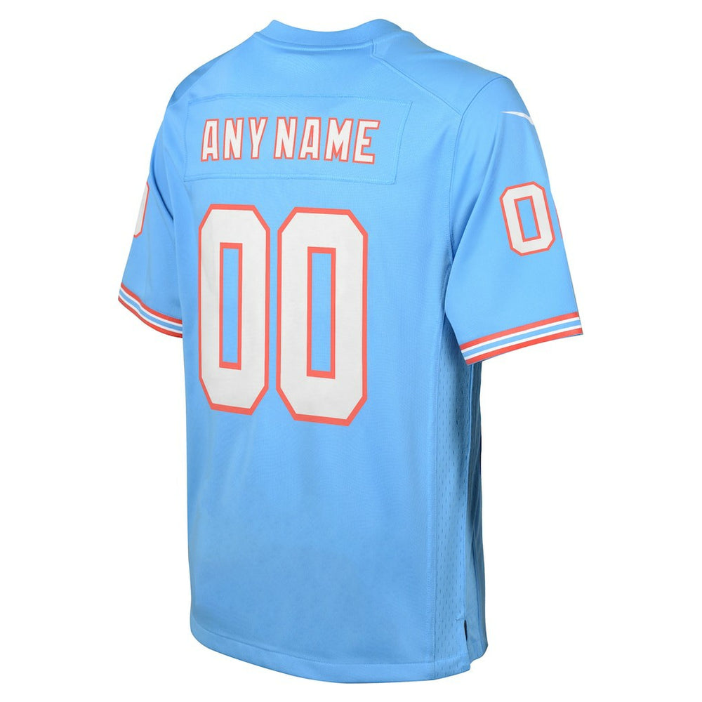 Tennessee Titans Youth Oilers Throwback Custom Game Jersey Light Blue | Nike for Sale