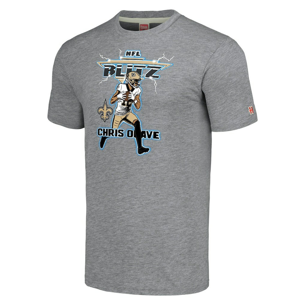 Chris Olave New Orleans Saints Homage Unisex NFL Blitz Player Tri-Blend T-Shirt Gray | NFL