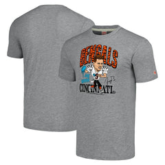 Joe Burrow Cincinnati Bengals Homage Unisex Caricature Player Tri-Blend T-Shirt Gray | NFL