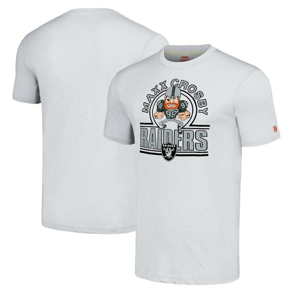 Maxx Crosby Las Vegas Raiders Homage Unisex Caricature Player Tri-Blend T-Shirt Ash | NFL