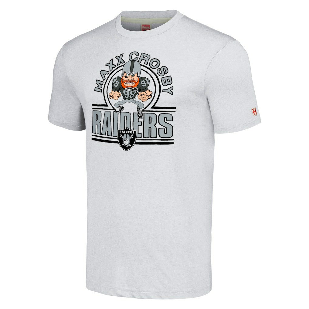 Maxx Crosby Las Vegas Raiders Homage Unisex Caricature Player Tri-Blend T-Shirt Ash | NFL