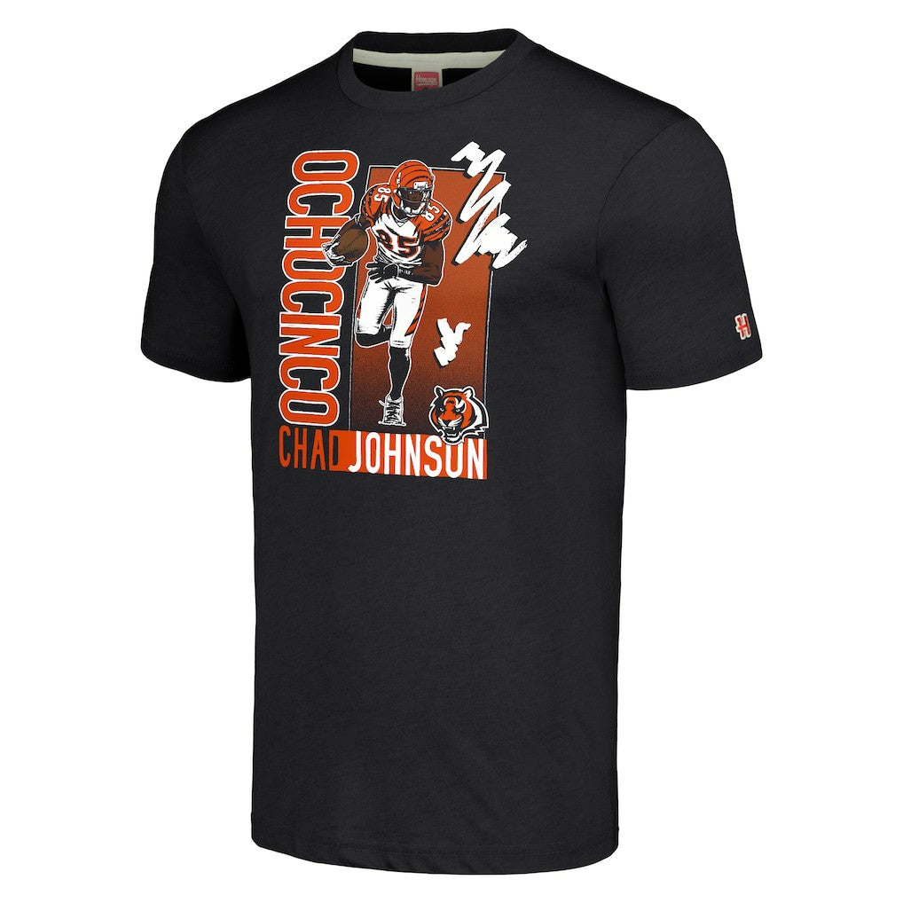 Chad Johnson Cincinnati Bengals Homage Unisex Caricature Retired Player Tri-Blend T-Shirt Charcoal | NFL