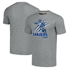 Barry Sanders Detroit Lions Homage Unisex Caricature Retired Player Tri-Blend T-Shirt Gray | NFL