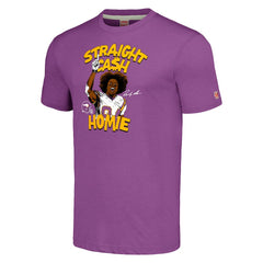 Randy Moss Minnesota Vikings Unisex Homage Caricature Retired Player Tri-Blend T-Shirt Heathered Purple | NFL