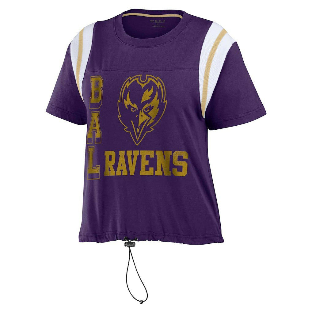 Baltimore Ravens WEAR by Erin Andrews Women's Cinched Colorblock T-Shirt Purple | NFL