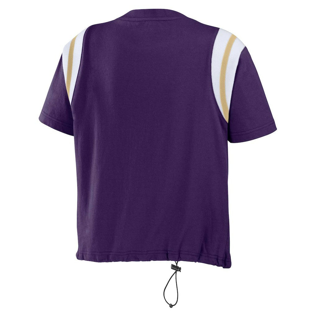 Baltimore Ravens WEAR by Erin Andrews Women's Cinched Colorblock T-Shirt Purple | NFL