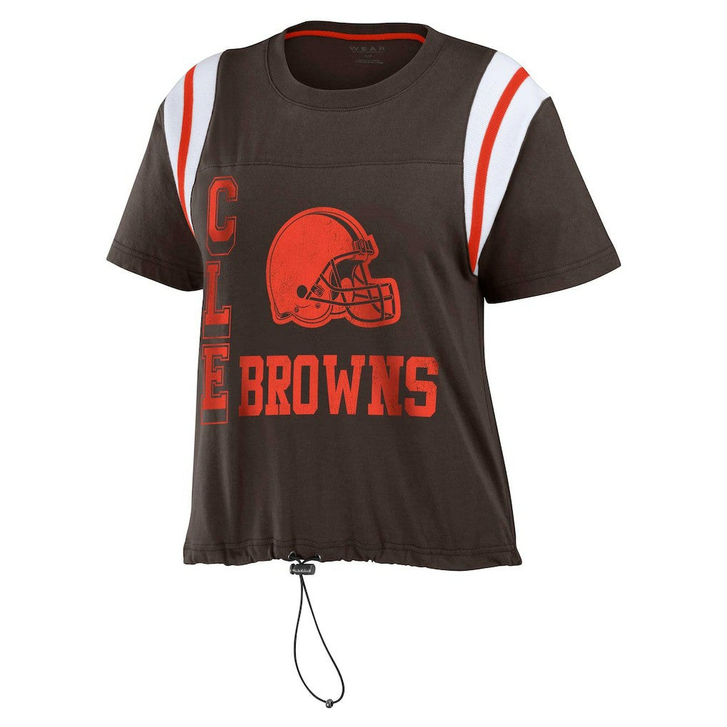 Cleveland Browns WEAR by Erin Andrews Women's Cinched Colorblock T-Shirt Brown | NFL