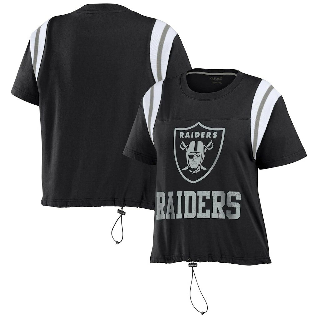 Las Vegas Raiders WEAR by Erin Andrews Women's Cinched Colorblock T-Shirt Black | NFL