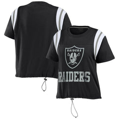 Las Vegas Raiders WEAR by Erin Andrews Women's Cinched Colorblock T-Shirt Black | NFL