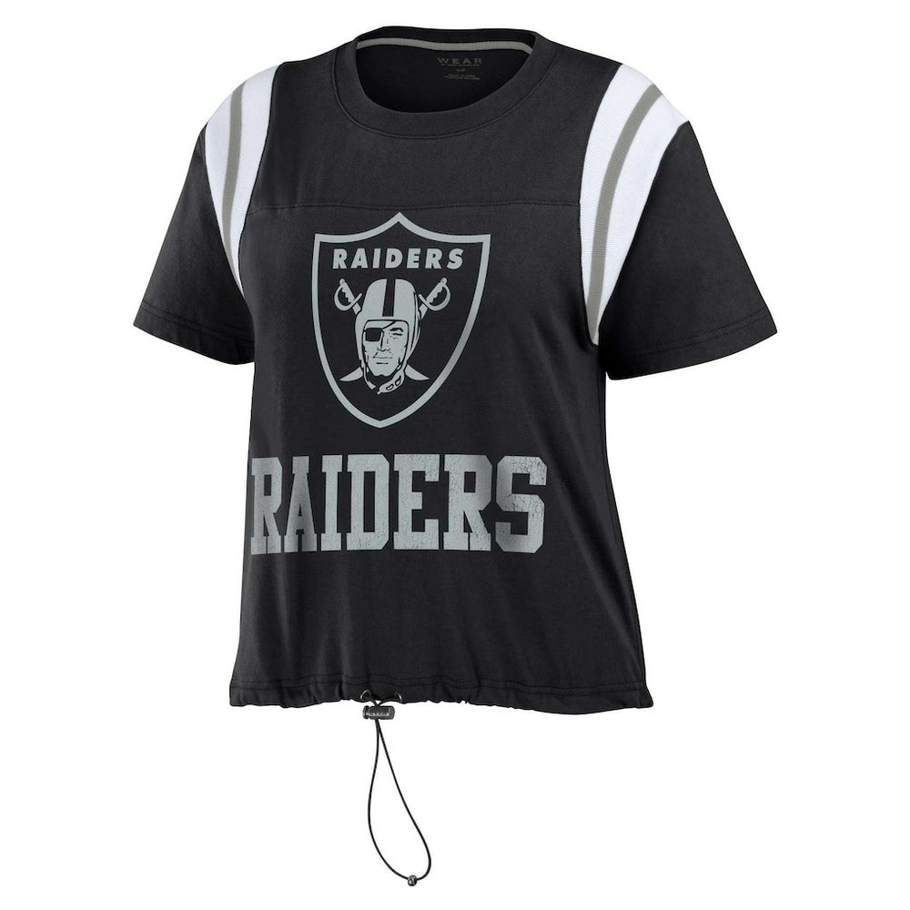 Las Vegas Raiders WEAR by Erin Andrews Women's Cinched Colorblock T-Shirt Black | NFL