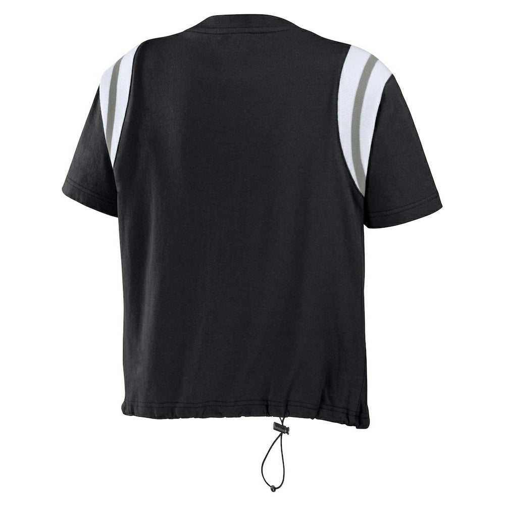 Las Vegas Raiders WEAR by Erin Andrews Women's Cinched Colorblock T-Shirt Black | NFL