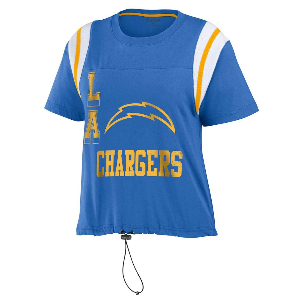 Los Angeles Chargers WEAR by Erin Andrews Women's Cinched Colorblock T-Shirt Powder Blue | NFL