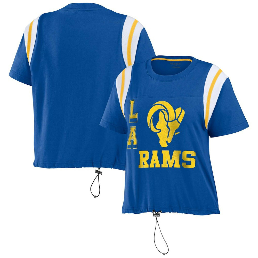 Los Angeles Rams WEAR by Erin Andrews Women's Cinched Colorblock T-Shirt Royal | NFL
