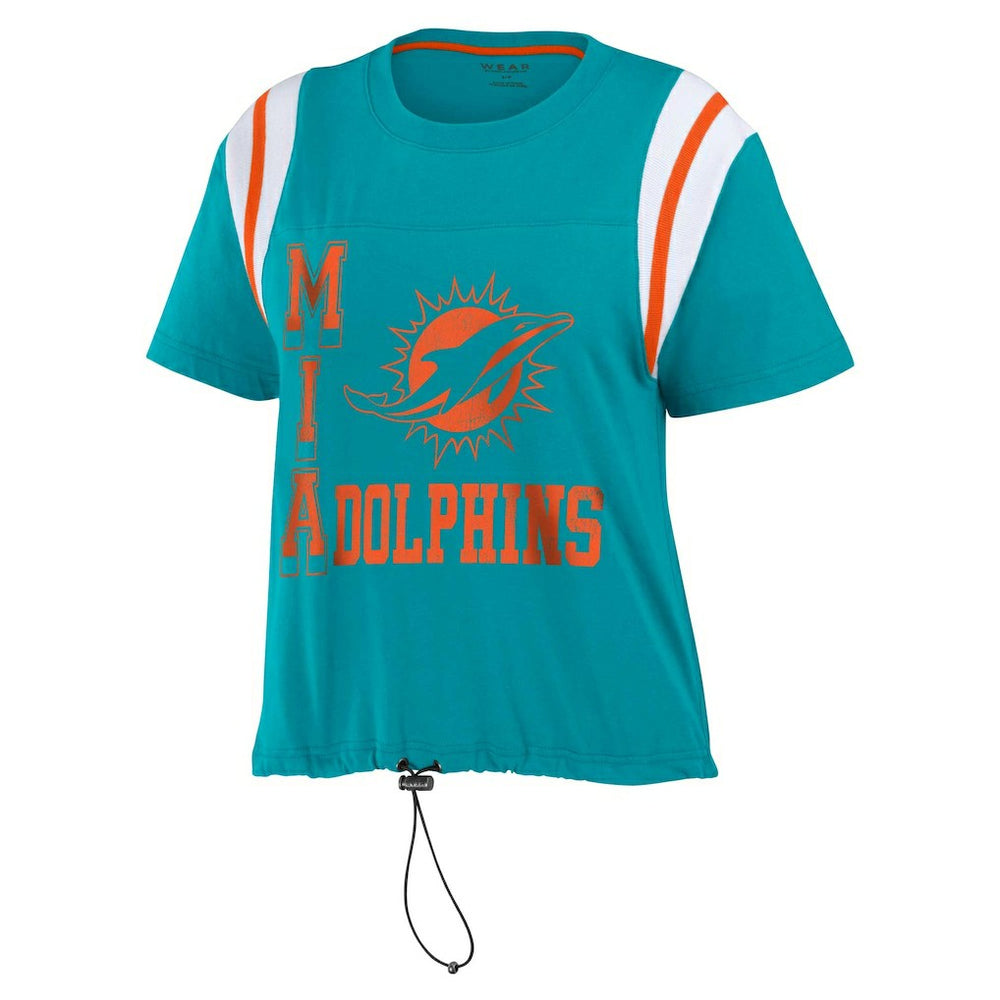 Miami Dolphins WEAR by Erin Andrews Women's Cinched Colorblock T-Shirt Aqua | NFL