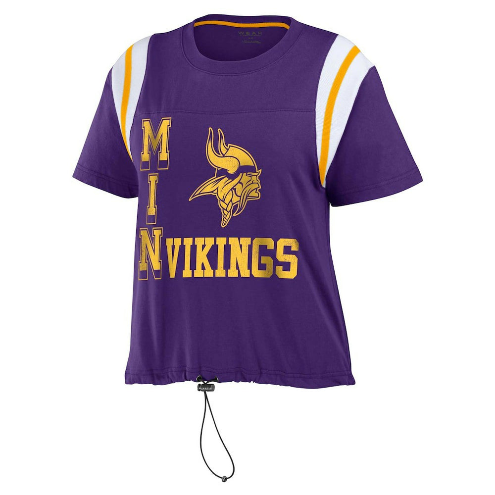 Minnesota Vikings WEAR by Erin Andrews Women's Cinched Colorblock T-Shirt Purple | NFL