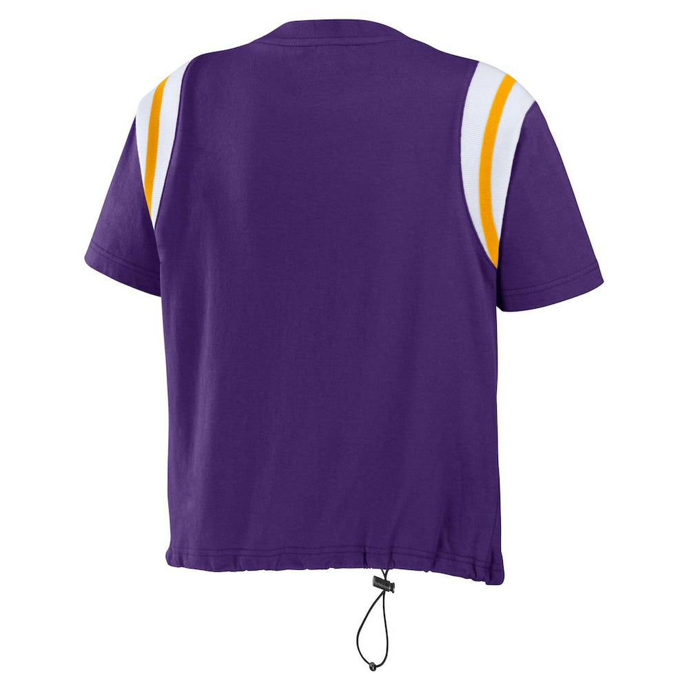 Minnesota Vikings WEAR by Erin Andrews Women's Cinched Colorblock T-Shirt Purple | NFL