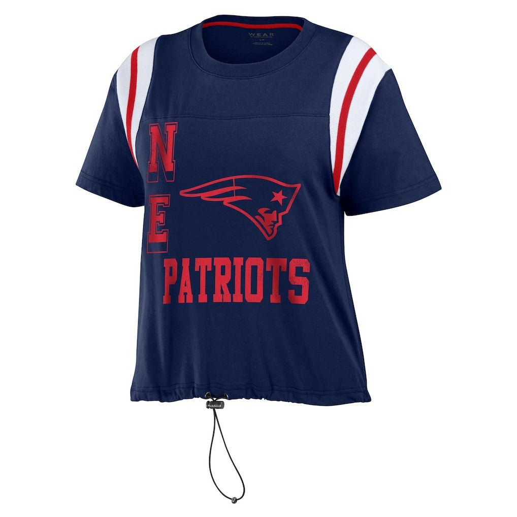 New England Patriots WEAR by Erin Andrews Women's Cinched Colorblock T-Shirt Navy | NFL