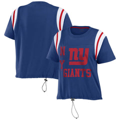 New York Giants WEAR by Erin Andrews Women's Cinched Colorblock T-Shirt Royal | NFL