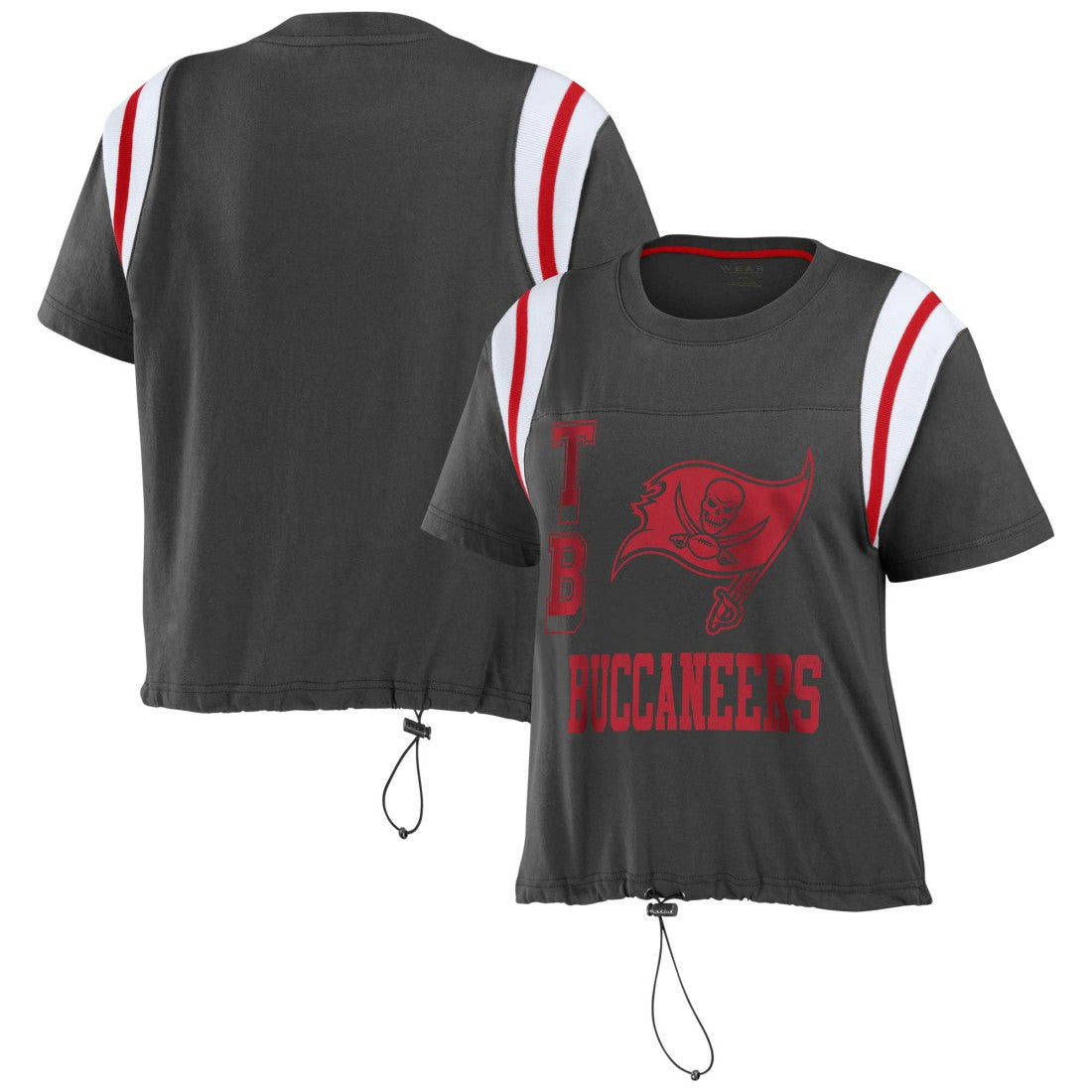 Tampa Bay Buccaneers WEAR by Erin Andrews Women's Cinched Colorblock T-Shirt Pewter | NFL