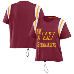 Washington Commanders WEAR by Erin Andrews Women's Cinched Colorblock T-Shirt Burgundy | NFL