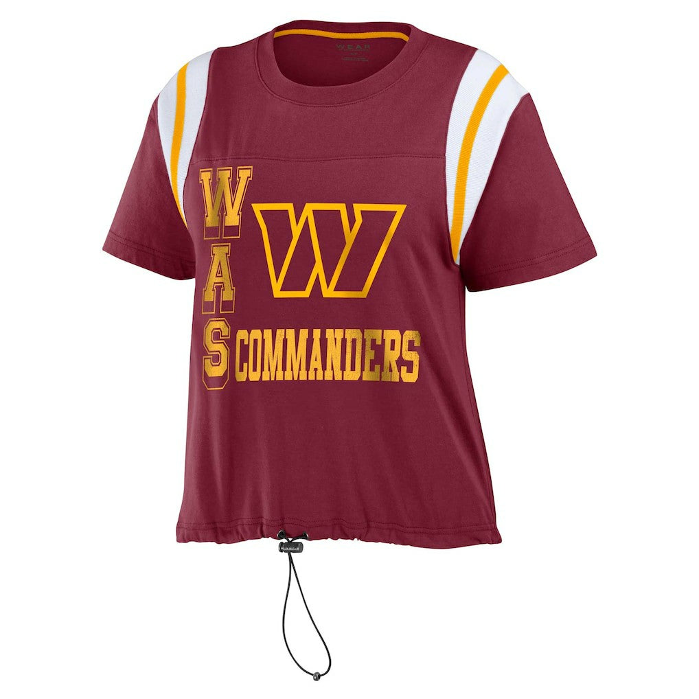 Washington Commanders WEAR by Erin Andrews Women's Cinched Colorblock T-Shirt Burgundy | NFL