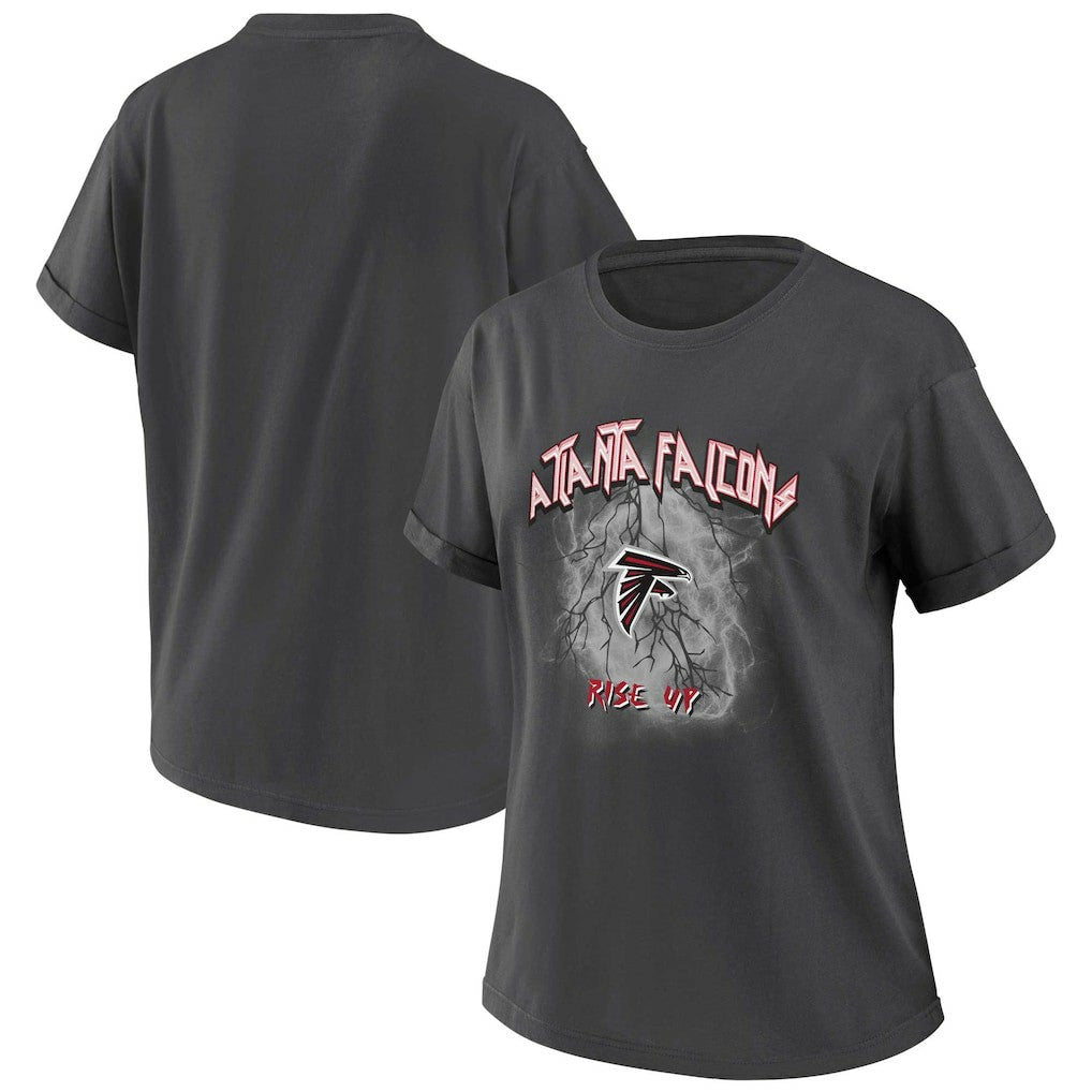 Atlanta Falcons WEAR by Erin Andrews Women's Boyfriend T-Shirt Charcoal | NFL