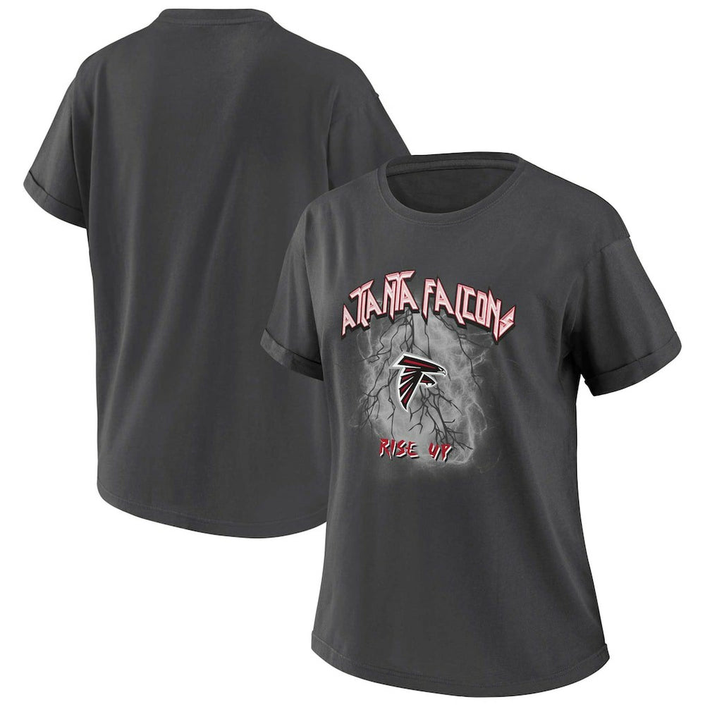 Atlanta Falcons WEAR by Erin Andrews Women's Boyfriend T-Shirt Charcoal | NFL