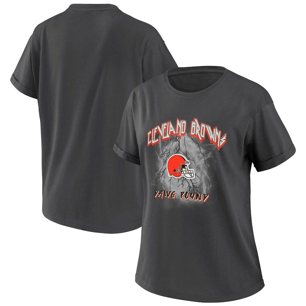 Cleveland Browns WEAR by Erin Andrews Women's Boyfriend T-Shirt Charcoal | NFL