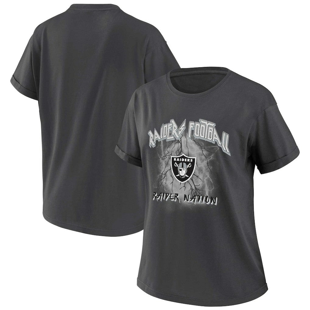 Las Vegas Raiders WEAR by Erin Andrews Women's Boyfriend T-Shirt Charcoal | NFL