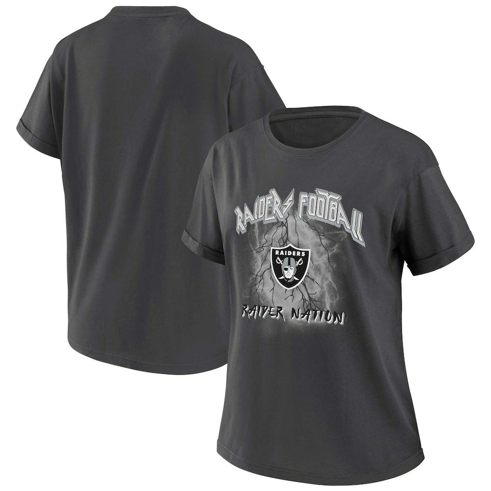 Las Vegas Raiders WEAR by Erin Andrews Women's Boyfriend T-Shirt Charcoal | NFL