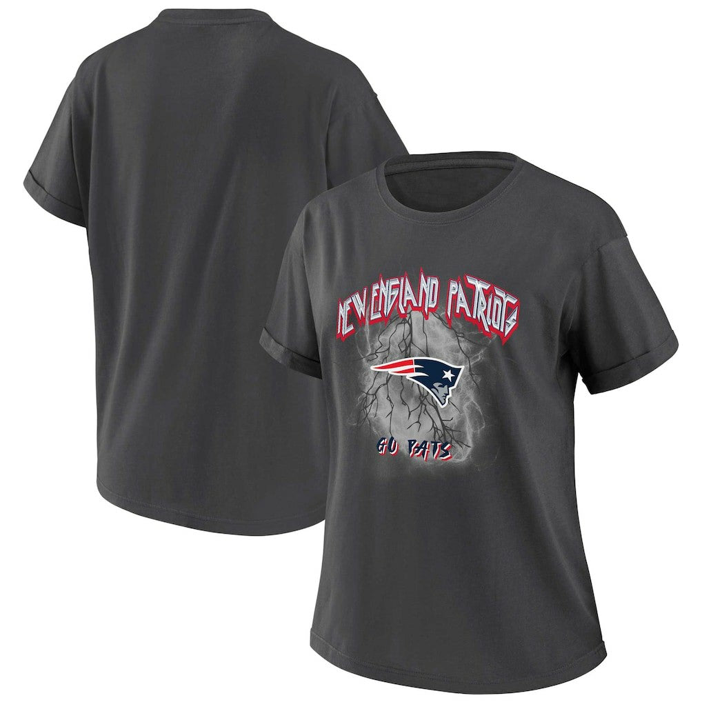 New England Patriots WEAR by Erin Andrews Women's Boyfriend T-Shirt Charcoal | NFL